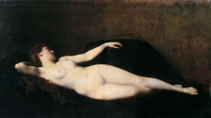 Jean-Jacques Henner Woman on a black divan, oil painting image